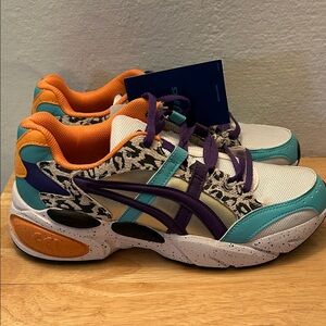 NEW Asics Teal and Purple Sneakers with Animal Pattern